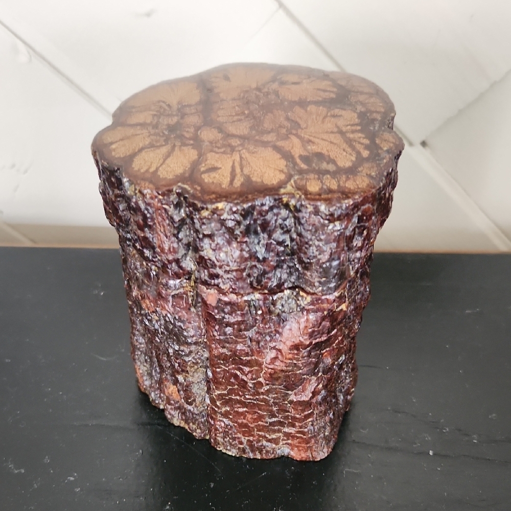 Vintage Carved  Chrysanthemum Wood Stash Box